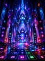 Neonprächtige Fantasy-Architektur als Wandbild oder Acrylbild