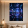 Futuristischer Raum mit Neonlicht als Acrylbild oder Wandbild