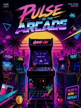 Neon Pulse of the Arcade als Leinwand oder Poster