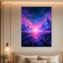 Fantasy Landschaft als Leinwand oder Poster in leuchtendem Neonlicht