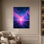 Fantasy Landschaft als Leinwand oder Poster in leuchtendem Neonlicht