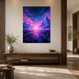 Fantasy Landschaft als Leinwand oder Poster in leuchtendem Neonlicht