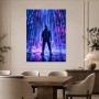 Futuristischer Held im Neonregen, Wandbild oder Acrylbild