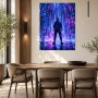 Futuristischer Held im Neonregen, Wandbild oder Acrylbild