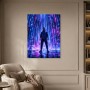 Futuristischer Held im Neonregen, Wandbild oder Acrylbild