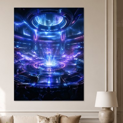 Futuristische Arena bei Gewitter, Wandbild oder Fine Art Print