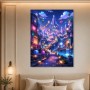 Magische Fantasy-Stadt bei Nacht, Poster oder Leinwand für Wohnräume