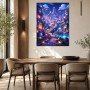 Magische Fantasy-Stadt bei Nacht, Poster oder Leinwand für Wohnräume
