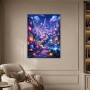 Magische Fantasy-Stadt bei Nacht, Poster oder Leinwand für Wohnräume