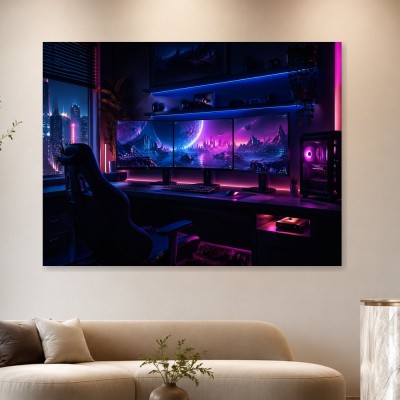 Futuristische Weltraumlandschaft als Acrylbild oder Poster für Gaming-Räume