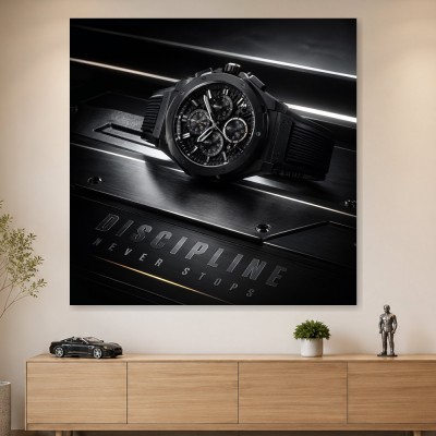 Luxuriöse Uhr in Schwarz als Acrylbild oder Fine Art Print