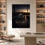 Elegante Uhr bei Sonnenuntergang, Leinwand oder Poster mit Skyline