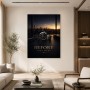 Elegante Uhr bei Sonnenuntergang, Leinwand oder Poster mit Skyline