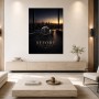 Elegante Uhr bei Sonnenuntergang, Leinwand oder Poster mit Skyline