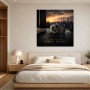 Luxuriöses Uhrenmotiv als Poster oder Acrylbild mit Skyline bei Sonnenaufgang