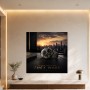Luxuriöses Uhrenmotiv als Poster oder Acrylbild mit Skyline bei Sonnenaufgang
