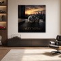 Luxuriöses Uhrenmotiv als Poster oder Acrylbild mit Skyline bei Sonnenaufgang