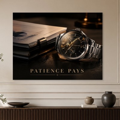 Uhr und Aktenstapel als Designer Wandbild oder Fine Art Print