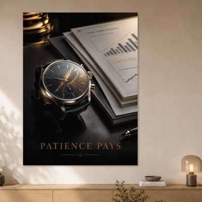 Exklusive Uhr mit Finanzmotiv als Fine Art Print oder Wohnzimmer Wandbild