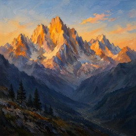 Sonnenlicht auf den Gipfeln, Leinwand oder Fine Art Print