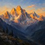 Sonnenlicht auf den Gipfeln, Leinwand oder Fine Art Print