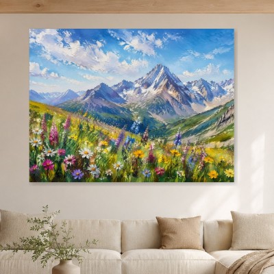 Alpine Blütenwiese als Wandbild oder Leinwand