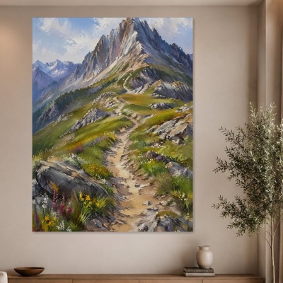 Alpenpfad zwischen Gipfeln als Leinwandbild oder Poster