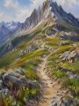 Alpenpfad zwischen Gipfeln als Leinwandbild oder Poster