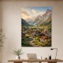 Alpine Dorfidylle zwischen Bergen als Wandbild oder Kunstdruck