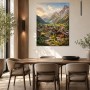 Alpine Dorfidylle zwischen Bergen als Wandbild oder Kunstdruck