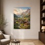 Alpine Dorfidylle zwischen Bergen als Wandbild oder Kunstdruck