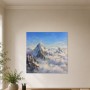 Majestätische Bergwelt als Leinwand oder Poster in klaren Himmelsfarben
