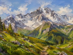 Alpine Berglandschaft als Leinwand oder Poster