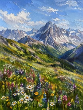 Alpine Blütenlandschaft als Leinwand oder Fine Art Print