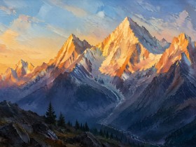 Leuchtende Berggipfel als Leinwand oder Kunstdruck Leuchtende Berggipfel als Leinwand oder Kunstdruck