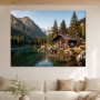 Alpine Berghütte am See, Leinwand oder Poster für ruhige Naturmomente