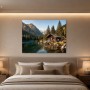 Alpine Berghütte am See, Leinwand oder Poster für ruhige Naturmomente
