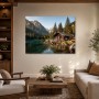 Alpine Berghütte am See, Leinwand oder Poster für ruhige Naturmomente