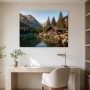 Alpine Berghütte am See, Leinwand oder Poster für ruhige Naturmomente