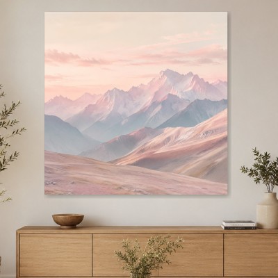 Pastellfarbene Berglandschaft als Wandbild oder Kunstdruck