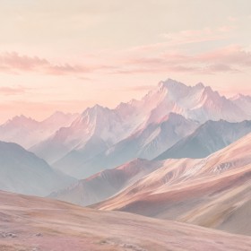 Pastellfarbene Berglandschaft als Wandbild oder Kunstdruck