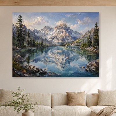 Alpine Bergsee als Wandbild oder Leinwand für stilvolle Räume
