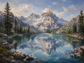 Alpine Bergsee als Wandbild oder Leinwand für stilvolle Räume Alpine Bergsee als Wandbild oder Leinwand für stilvolle Räume