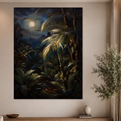 Mondlicht im Tropenwald als Leinwand oder Poster