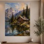 Alpine Hütte am See als Leinwand oder Poster