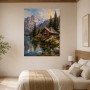 Alpine Hütte am See als Leinwand oder Poster