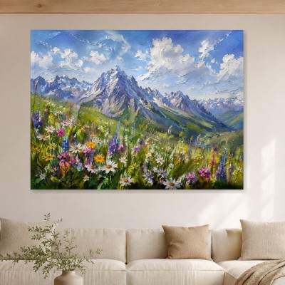 Alpine Blütenlandschaft als Leinwand oder Kunstdruck