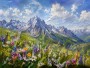 Alpine Blütenlandschaft als Leinwand oder Kunstdruck