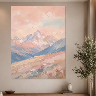 Pastellige Berglandschaft als Wandbild oder Kunstdruck