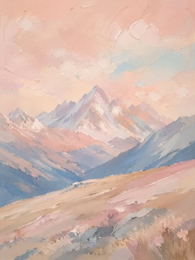 Pastellige Berglandschaft als Wandbild oder Kunstdruck